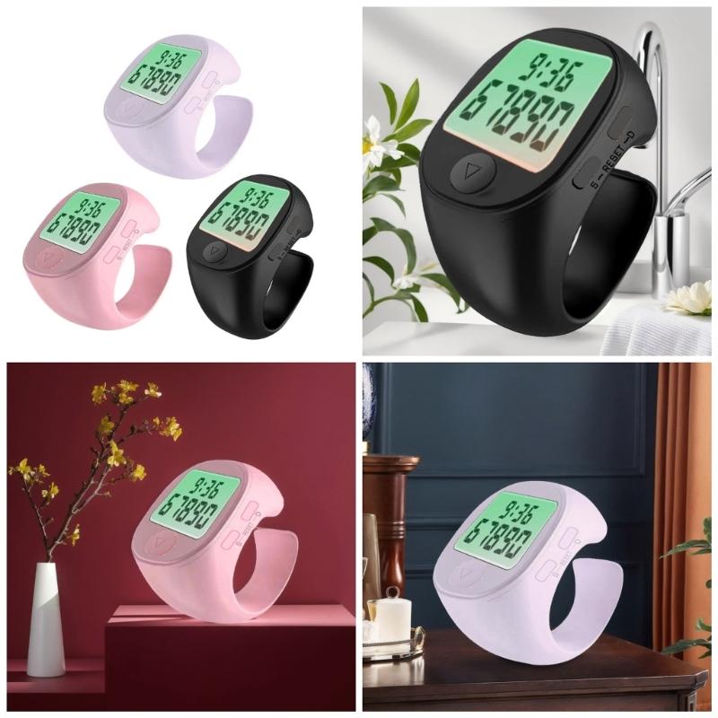 Multifunctional Electronic Finger Rings Tally Counter with Time Display and Easy Button for Prayer 5 Digit up to 99999