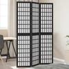 Vidaxl Room Divider, 3-Panel, Black, Solid Paulownia Wood