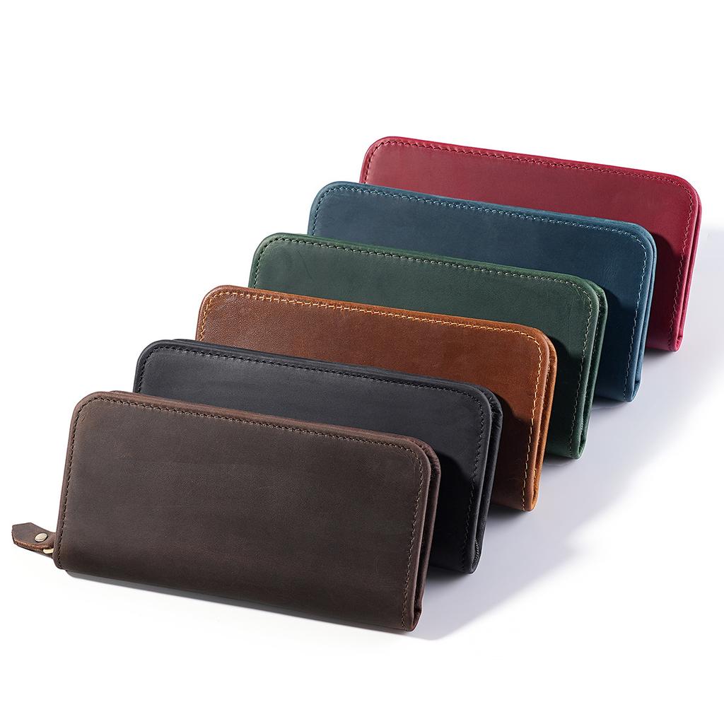 Premium Leather Travel Wallet - Zippered Organizer with Pen Slots, Card Holder Multi-Functional Travel Essentials Pouch