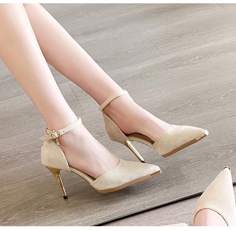 Fashion Spring and Autumn High Heel Women 2025 New Versatile Thin Heel Professional Pointed Black Buckle Strap Single Shoe Women