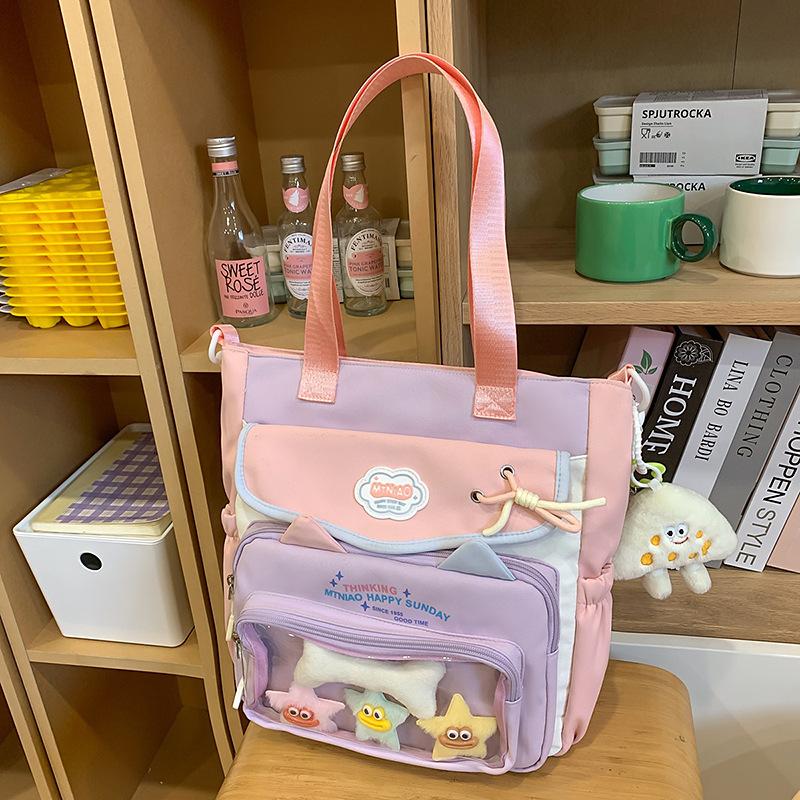 School bag cute dopamine messenger junior high school student girl high value handbag carrying book large capacity make-up class girl