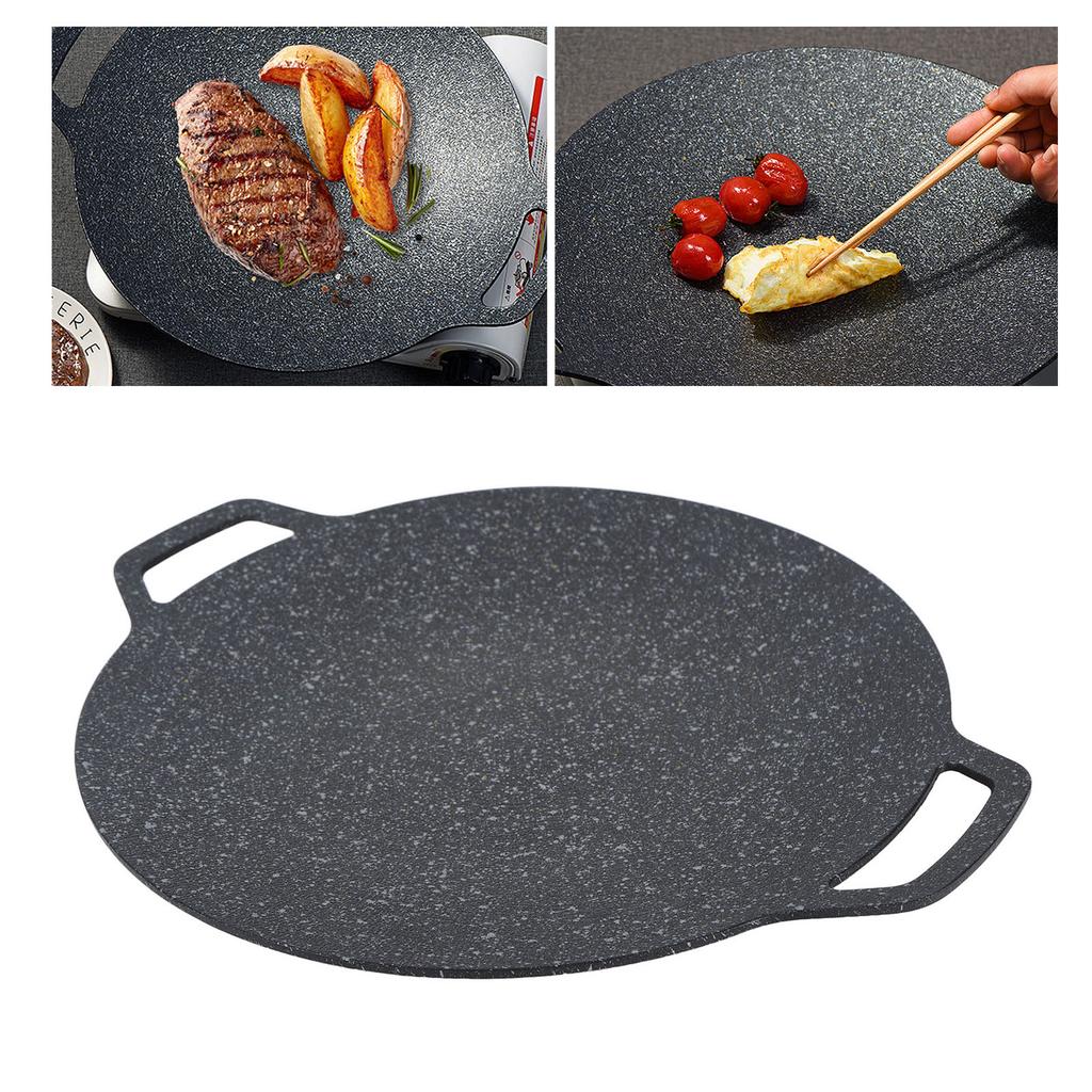 Barbecue Plate Reusable Easy Clean High Thermal Conductivity Coating Surface Grill Pan for Hiking Camping 34cm/13.38in