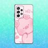 Cute Cartoon Piggy Phone Case For Samsung S25,S24,S23,S22,S21,S20,S10,Ultra,Plus,Lite,FE,Soft Silicone Black Cover