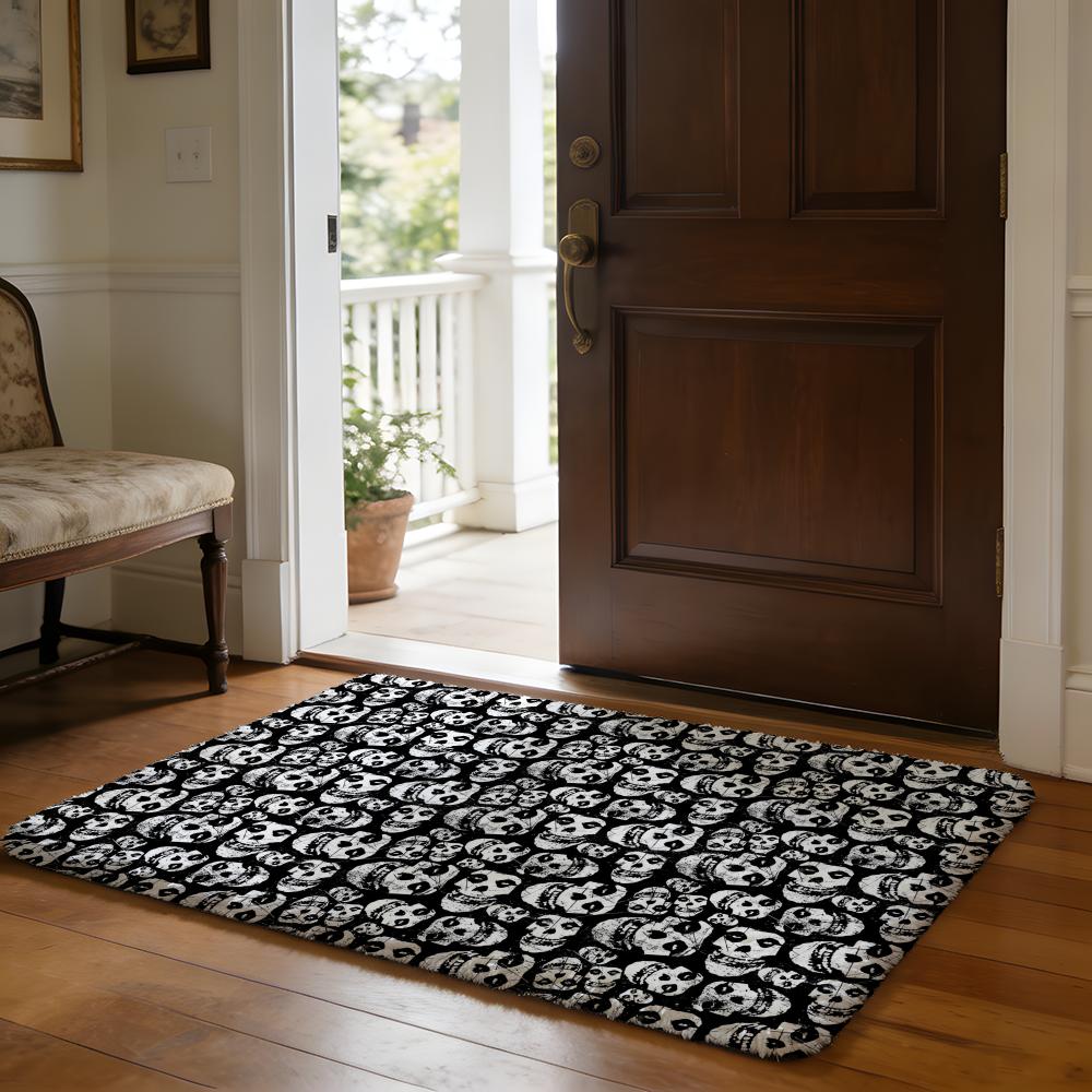 Horror Skull Floor Mat Soft Flannel Absorbent Mat Non-Slip Rug Home Bedroom Bathroom
