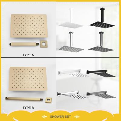 Suporte de Parede Quadrado de Aço Inoxidável Suporte de Teto Braço de Chuveiro e Cabeça de Chuveiro Cabeça de Chuveiro de Chuva Slim Booster Acessórios de Banheiro