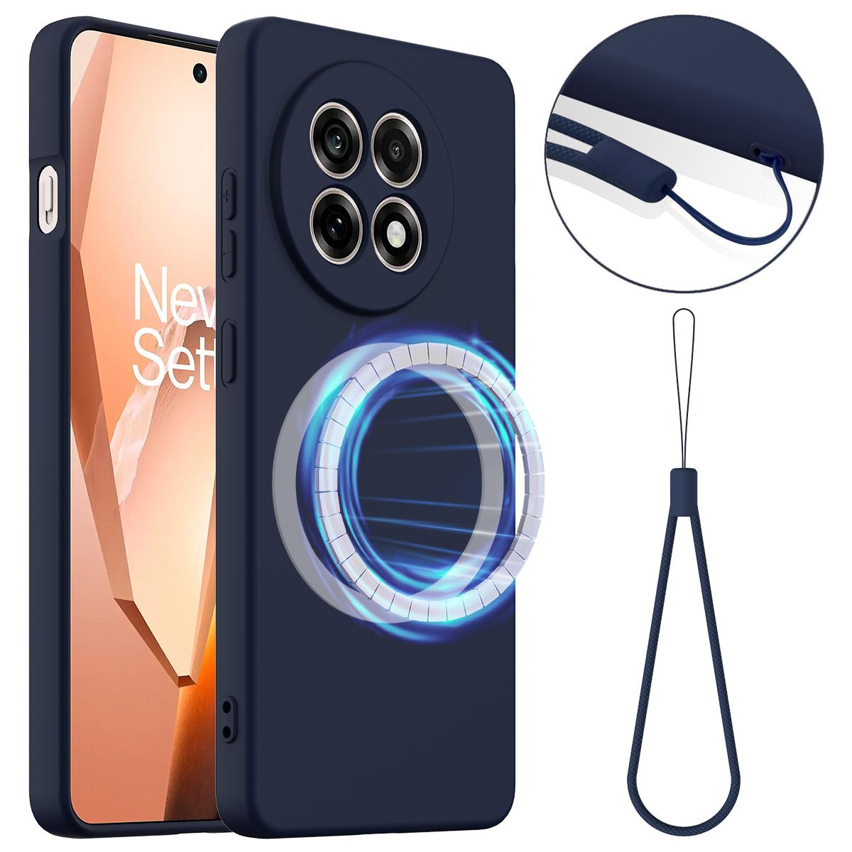 

Для OnePlus Ace 5 5G/OnePlus Ace 5 Pro 5G/OnePlus 13R 5G Чехол Совместим с MagSafe Противоударный Жидкий Силиконовый Чехол для Телефона Dark Blue