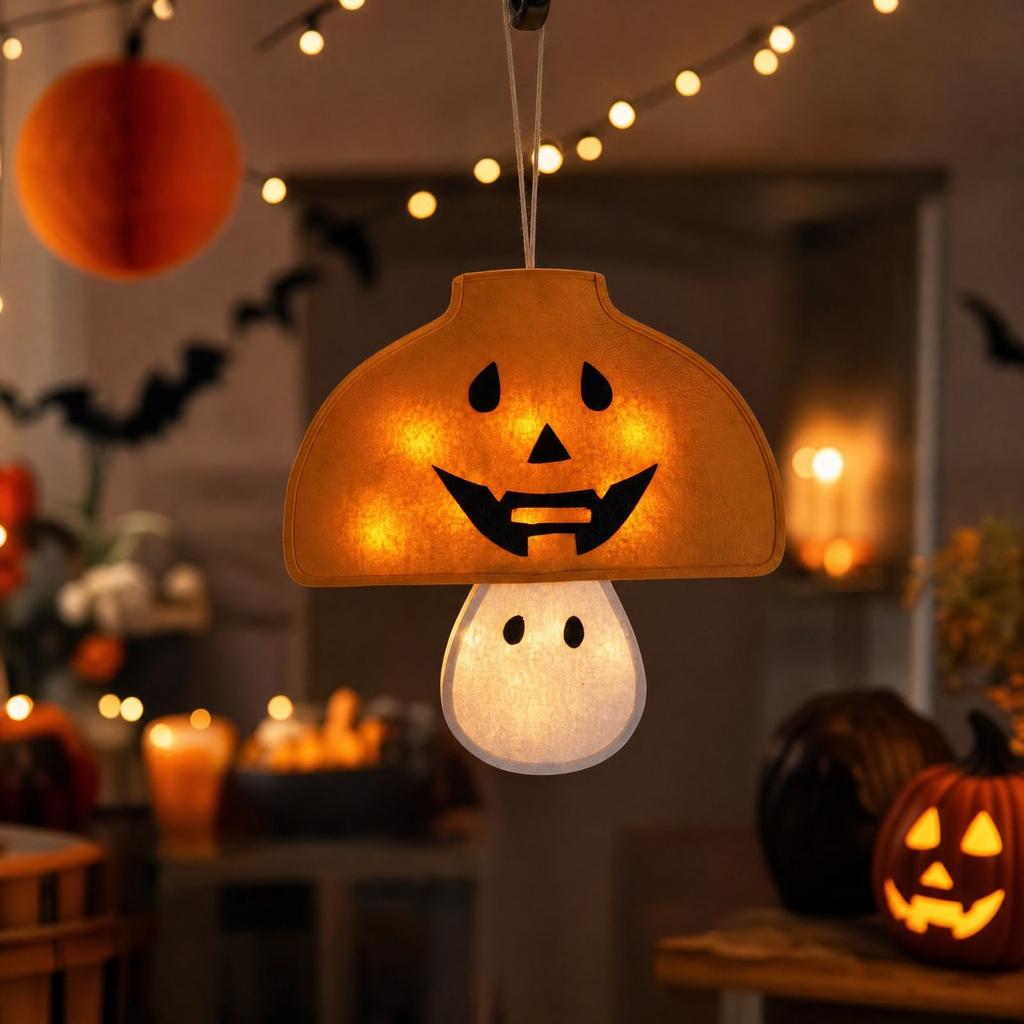 Halloween Light-Up Pumpkin Hanging Decoration with Glowing Effects for Door Window Display Party Prop