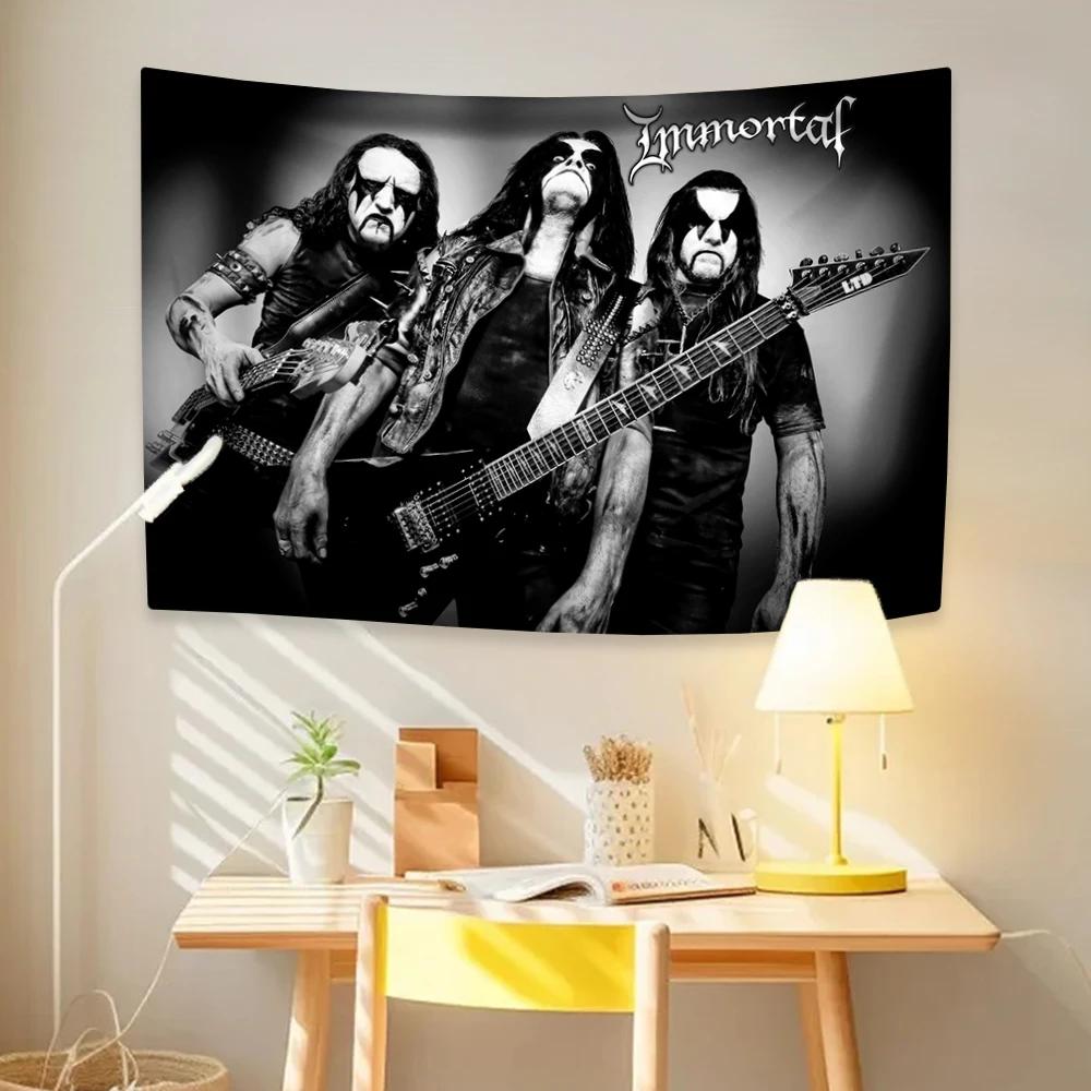 Black Metal Band Home Decor Immortals Rock Tapestry Wall Hanging Large Fabric Covering Bedroom Backdrop Party Concert Decoration