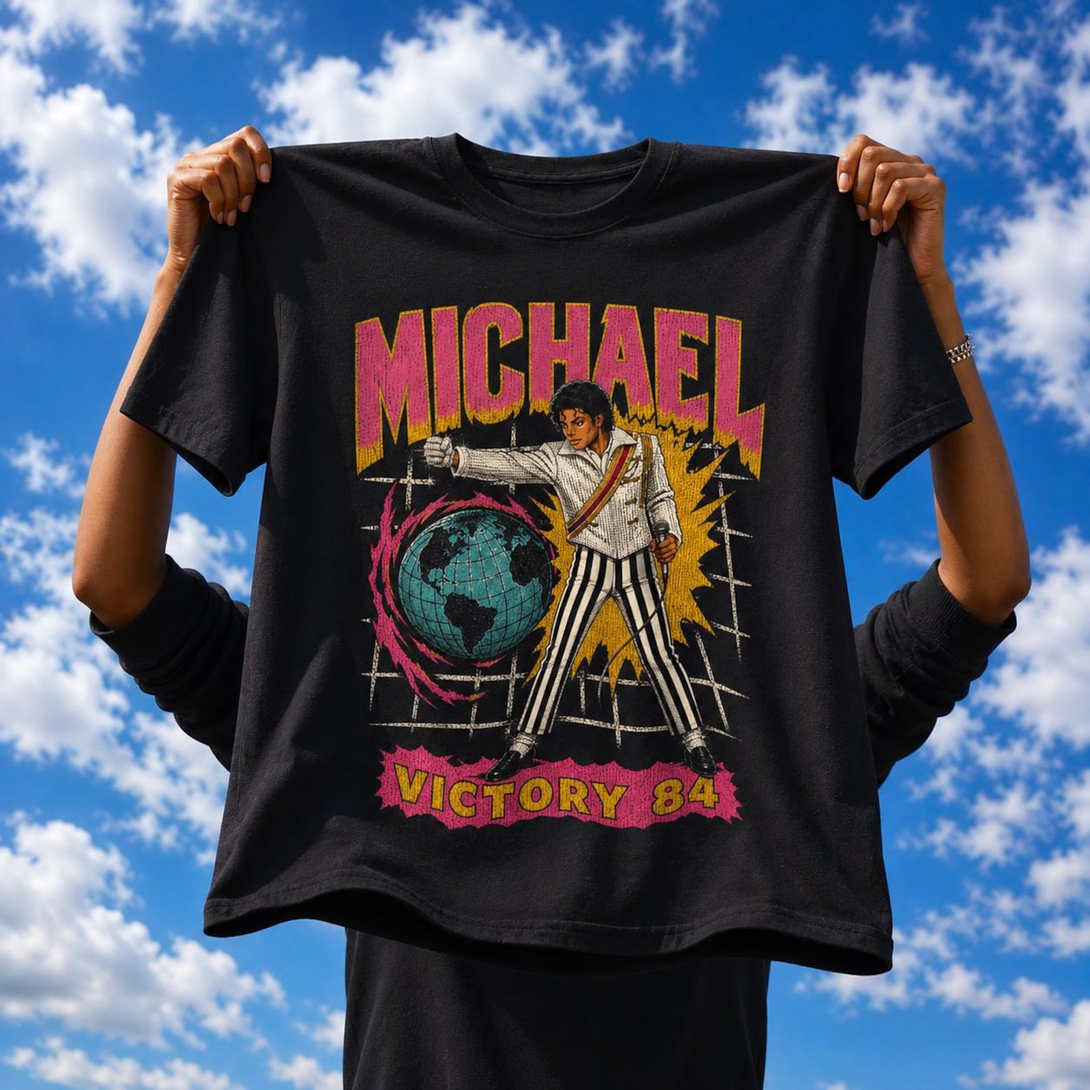 Michael Jackson Victory 84 Graphic Tee | Vintage Bootleg 80s Pop Shirt 4XL