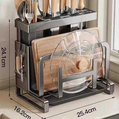 Kitchen Countertop Pot Lid & Chopping Board Storage Rack