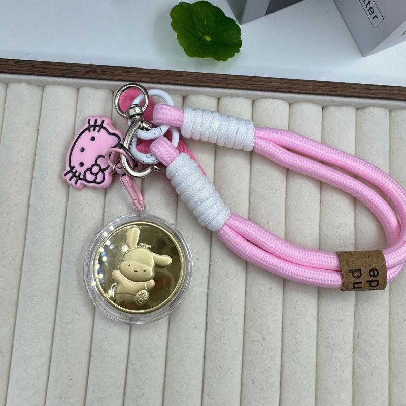999 Pure Gold Sanrio Phone Charm: Pompompurin, My Melody, Kuromi