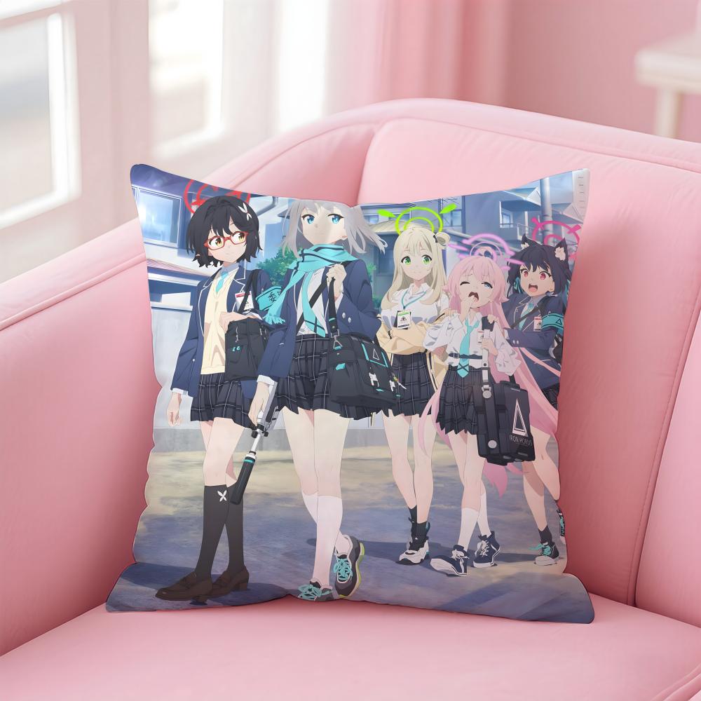 BBlue Archive The Animation SShiroko Cushion Cover Pillowcase Short Plush Invisible zipper Room Sofa Cushion Cover