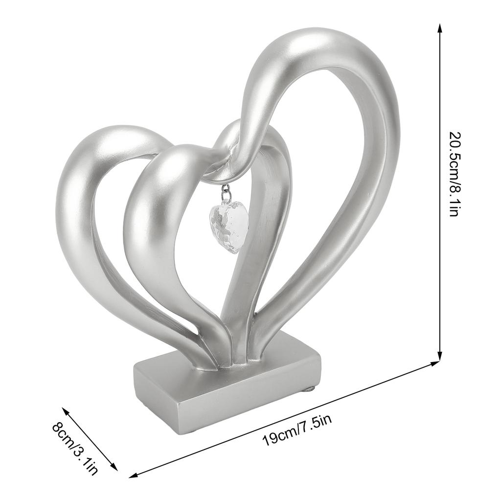 Sculpture Double Cœur Résine Statues Cœur Romantique Sculpture d'Amour pour Couple Statue d'Amour Statues Cœur Mariage Anniversaire
