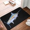 VIKAMA Marlin Fish Doormat Black Background Swordfish Print Non Slip Floor Mat For Entryway Bathroom Indoor Home Decor