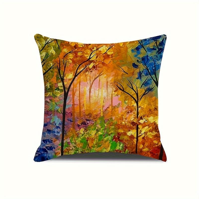 Creative 3D Oil Painting Tree Cushion Pillow Cover Fashion Decorative Cushion Case Modern Home Sofa Throw Pillow Cover