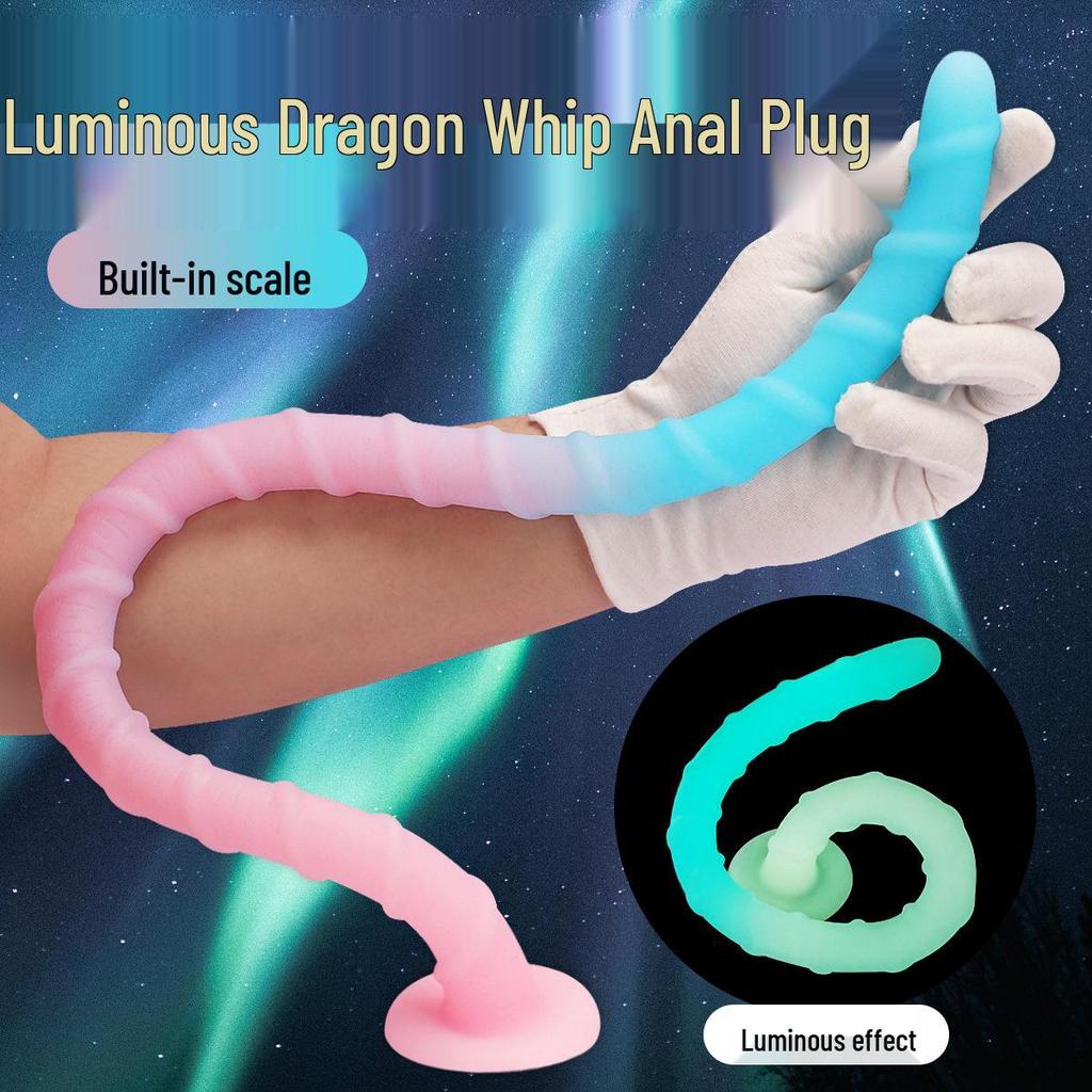 A190 Multicolor Luminous Silicone Long Anal Whip for Erotic Play
