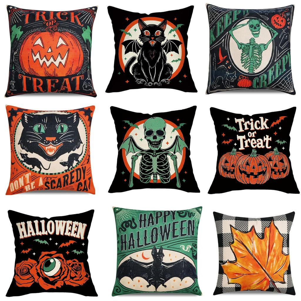 Halloween Pumpkin Skeleton Pillow Festival Home Party Decoration Living Room Sofa Cushion Bedroom Bedside Pillow Cover