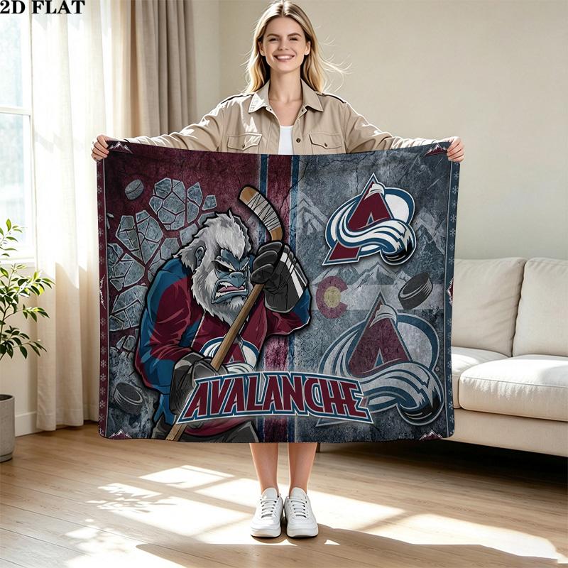 Colorado Avalanche Print Flannel Blanket High Quality Warm Comfortable Cover for All Seasons Perfect for Gifts Home Decor