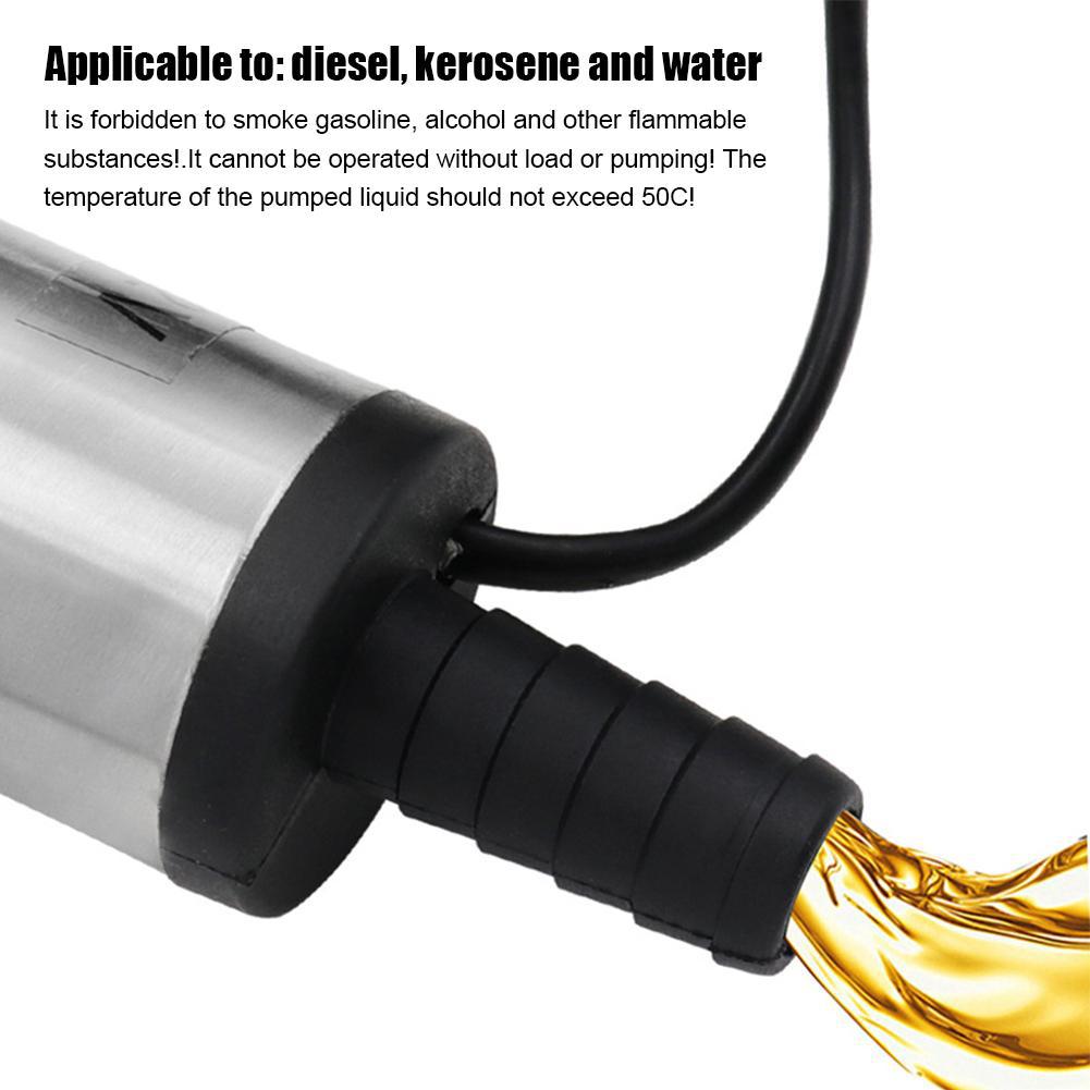 12V Submersible Oil Pump with Battery Clamps and Inline Switch Electric Fuel Transfer Pump Water Oil Transfer Refueling Pump
