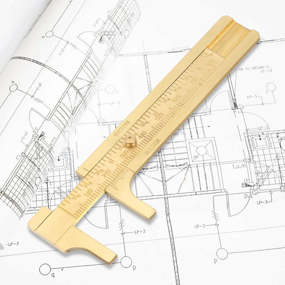 Double Scale Vernier Caliper Portable Brass Sliding Caliper Gauge Ruler Measuring Tool (80mm)