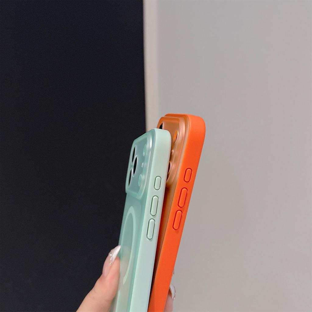 Frosted Magnetic AI Button Case for Apple 17romax, Skin Feel, Large Window, 16Pro Leather Texture