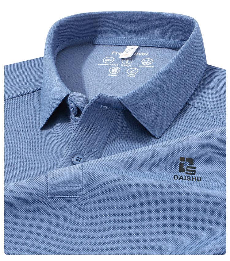 Autumn Casual Sports Solid Color Easy-to-Care-For Long-Sleeved T-Shirt with Collar for Men