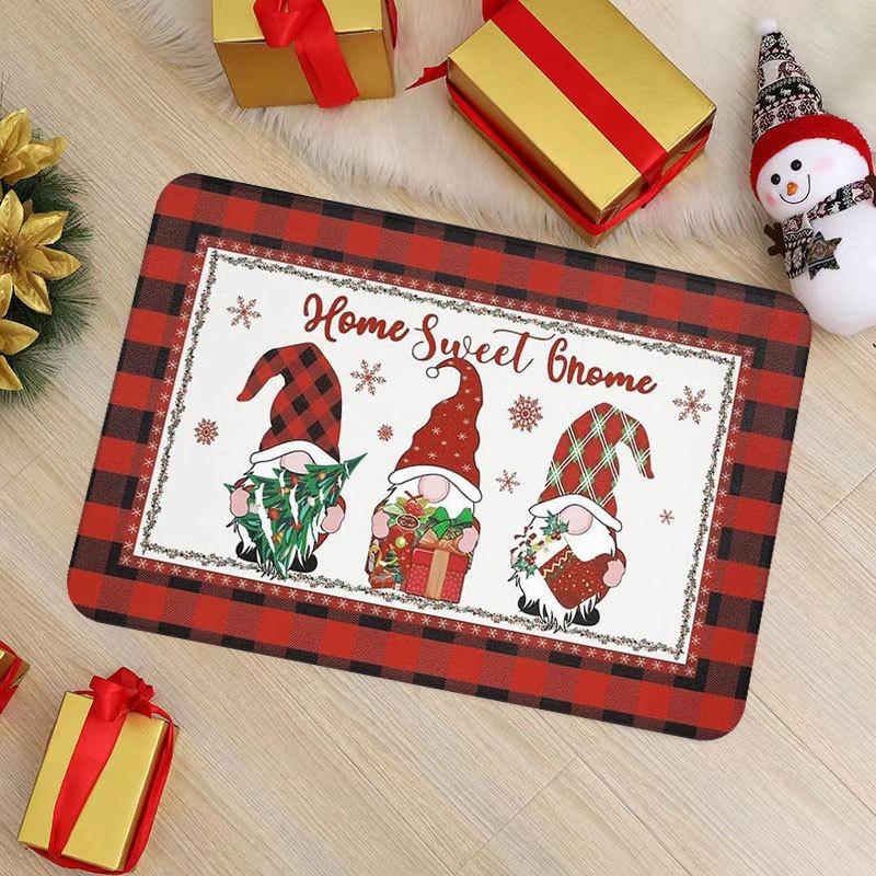 Christmas Theme Entrance Doormat Holiday Welcome Mat with Anti-Slip Backing Festive Christmas Tree Design for Home Decoration