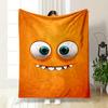 Bright Orange Background with Cartoonish Face, Big Eyes, and Sharp Teeth. for All Seasons Blanket Lunch Break Throw Gift