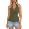 Women's Fashionable Plain Sleeveless V-neck Sexy Cross-Back  Top