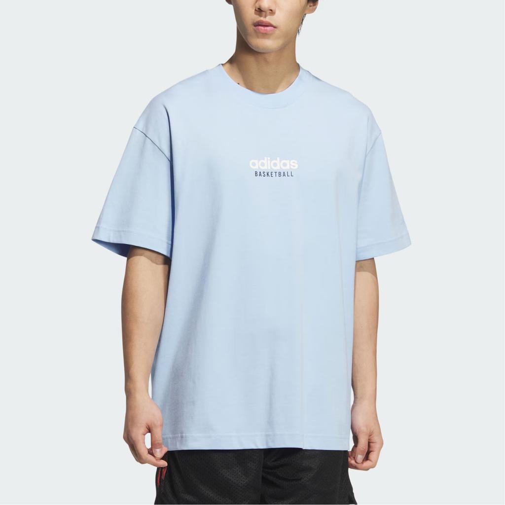 Adidas Graphic Play Basketball Printed Sports Crew Neck T-Shirt Men Tops Bright-Blue JD6404