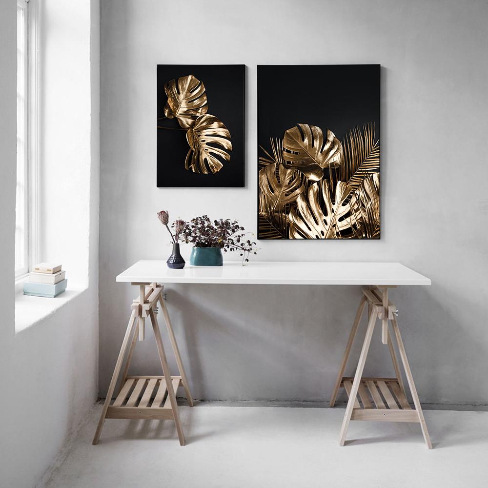 Metal Leaf Texture Poster Gold Monstra Citation Canvas Painting