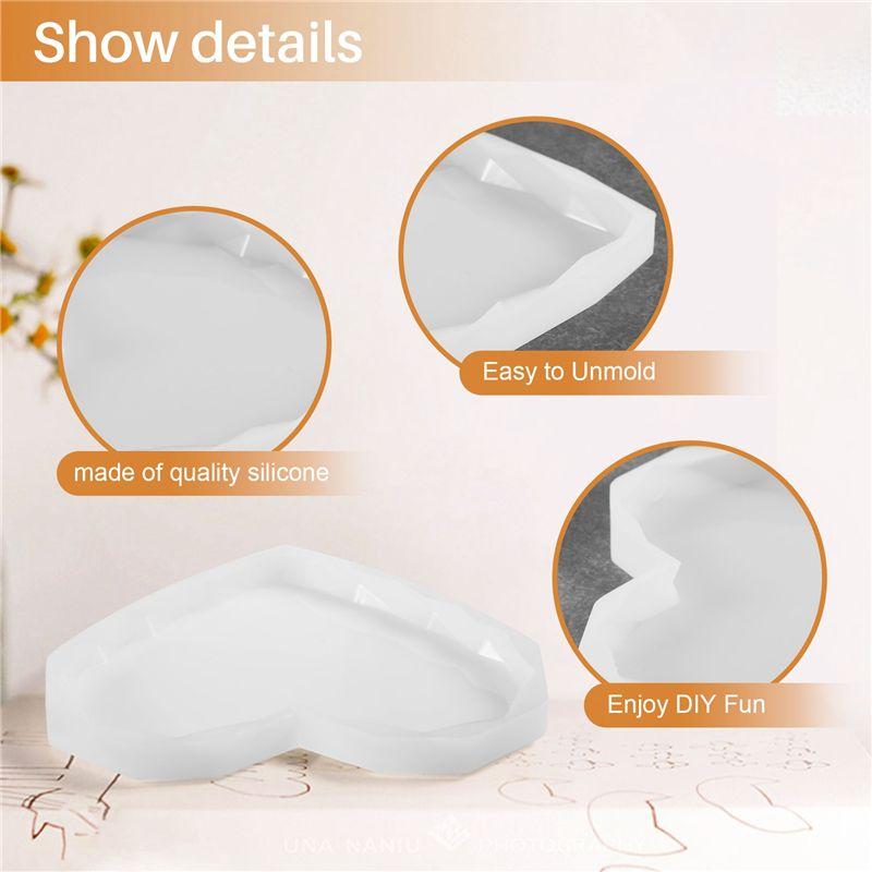 AEE4-5Pcs Silicone Coaster Moulds For Resin Cup Mats Mould Epoxy Casting Moulds Edge Heart Coaster Molds