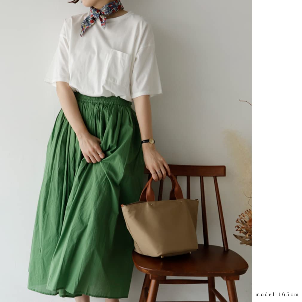 Gratante Genuine Leather Handle 2-Way Nylon Mini Tote Bag for Women, abb-g0015 (Light Beige)