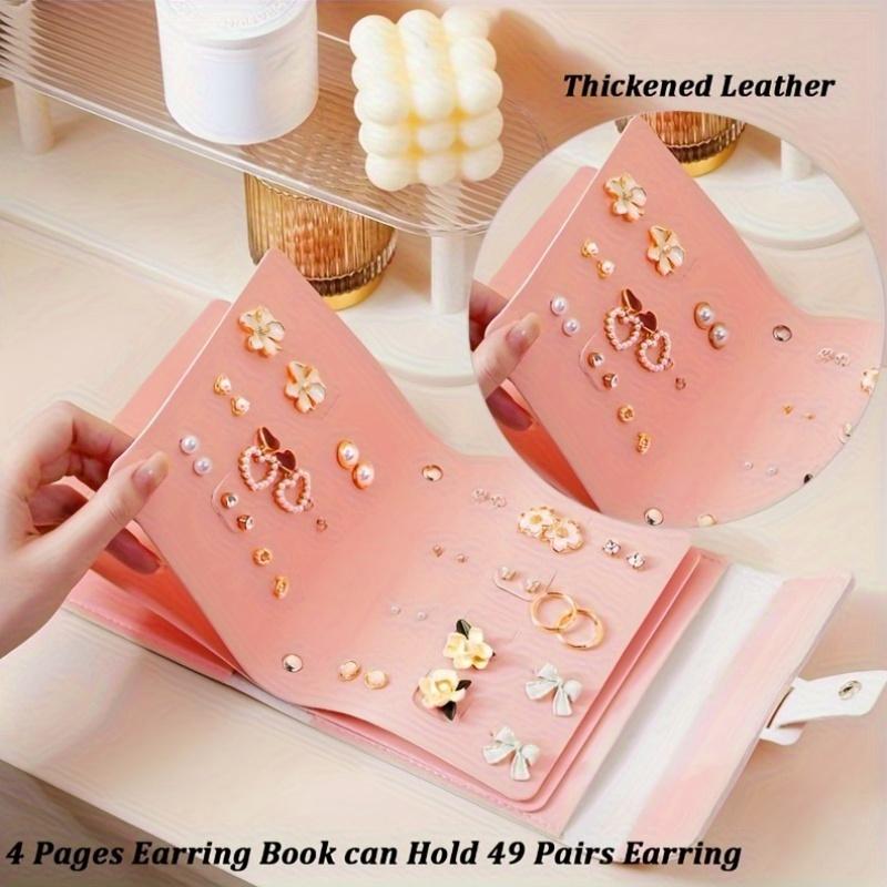Faux Leather Earring Layered Jewelry Storage Book - Faux Leather Jewelry Organizer Bag - Earring and Ring Small Bag - Book Design Earring Rack