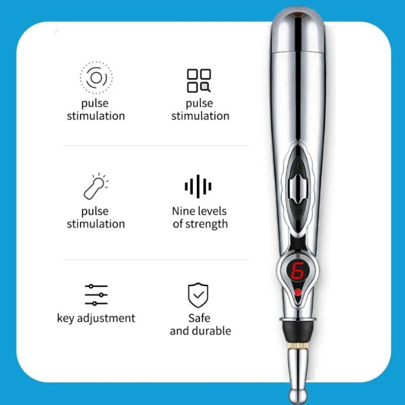 2/5 Heads Electric Acupuncture Point Massage Pen Meridian Energy Massage Pen Pain Relief Therapy Back Neck Face Beauty Roller