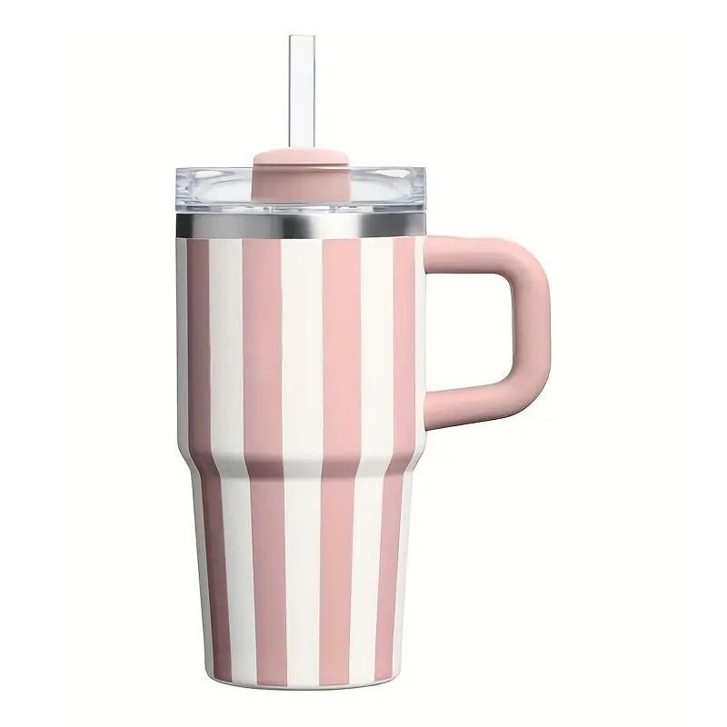 Garrafa Térmica de Água de 20oz Com Alça e Canudo Utensílio para Beber Quente Frio Aço Inoxidável Garrafa Térmica Portátil Copos de Café para Carro Caneca Térmica