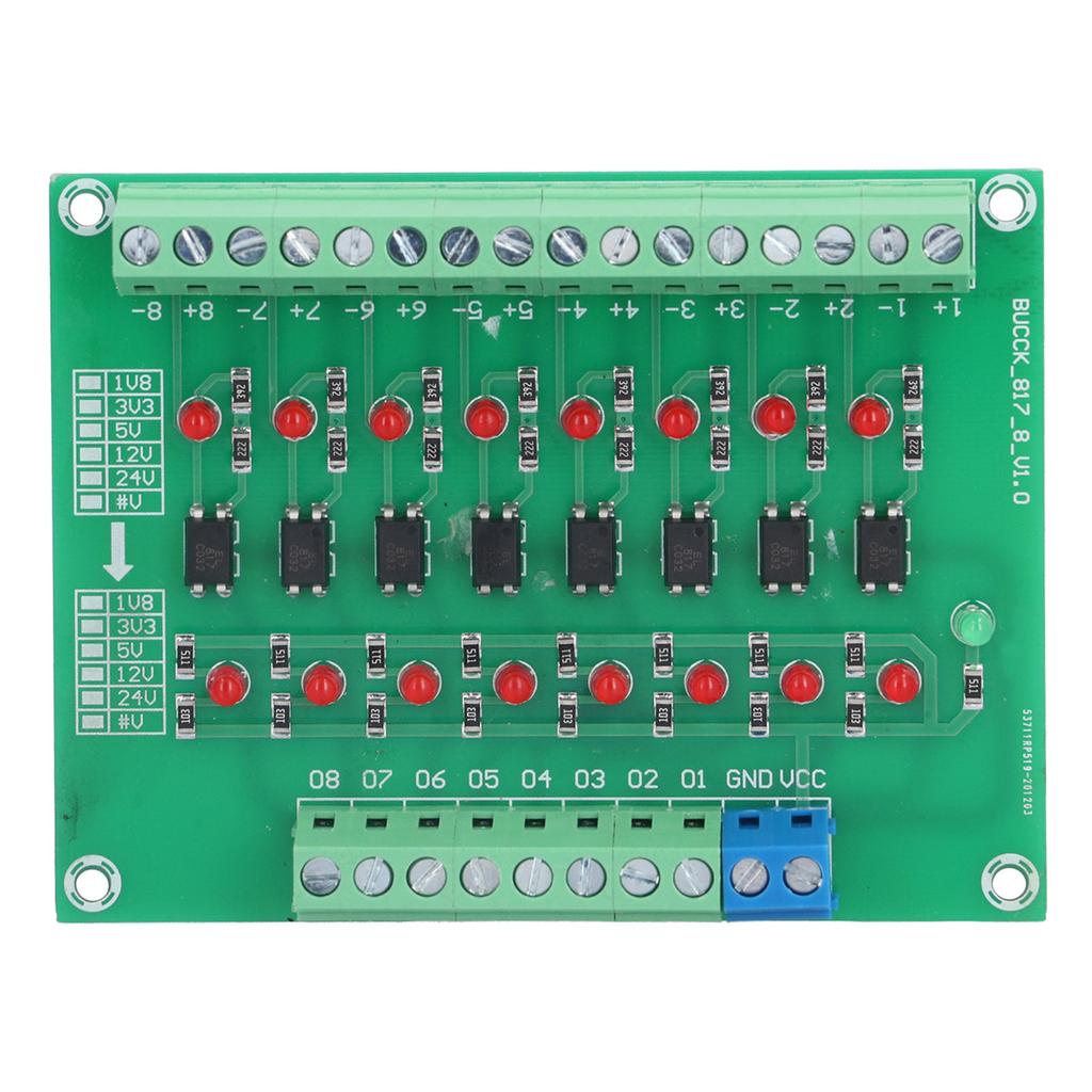 Optical Isolation Module 24V to 5V 8 Channel Optocoupler PLC Signal Converter Board