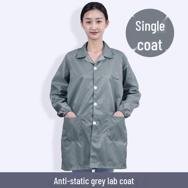 Unisex Striped Antistatic Lab Coat for Dust-Free and Static Protection