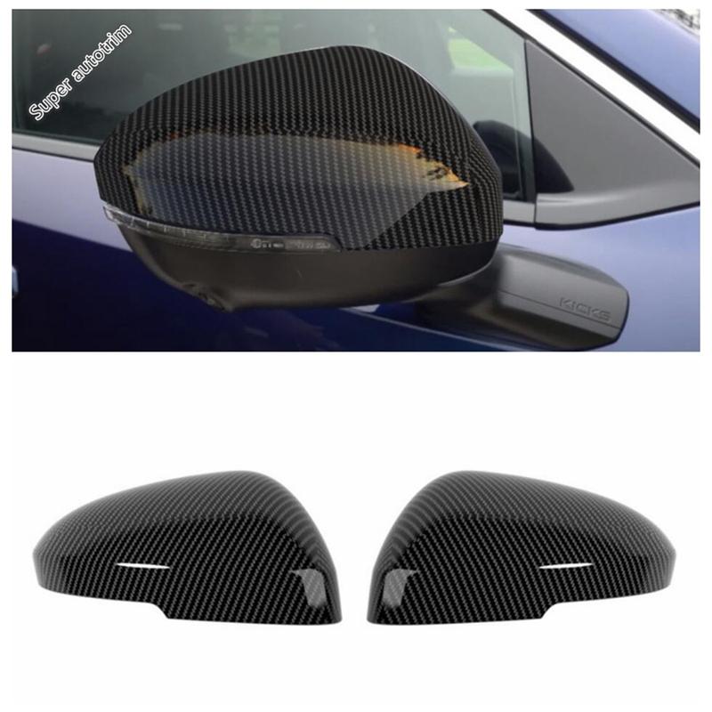 For Nissan Kicks 2025 2026 Car Rearview Side Mirror Cover Cap Sticker Exterior Door Rear View Case Trim Carbon Fiber Accessories