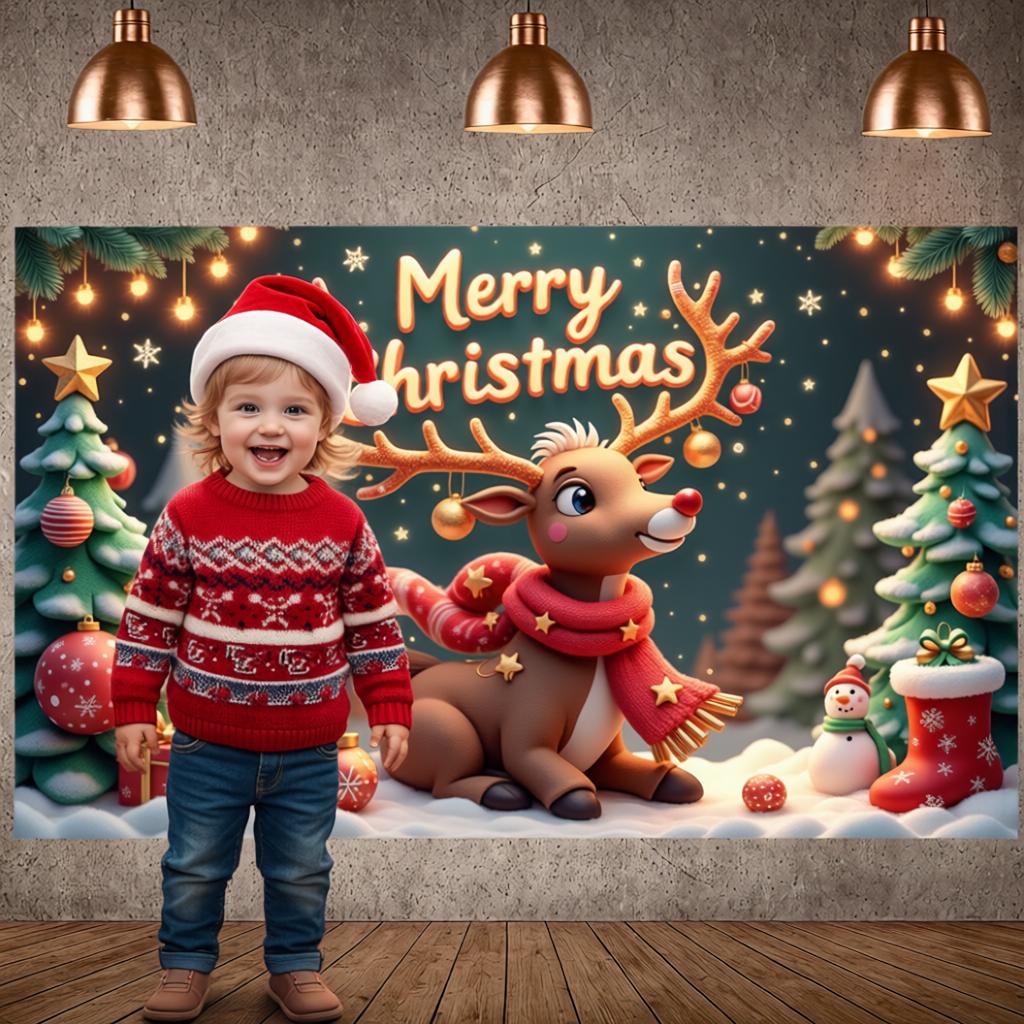 Holiday Backdrop Festive Atmosphere Reindeer Banner Christmas Decor Christmas Stockings Xmas Backdrop For Festive Occasion Xmas