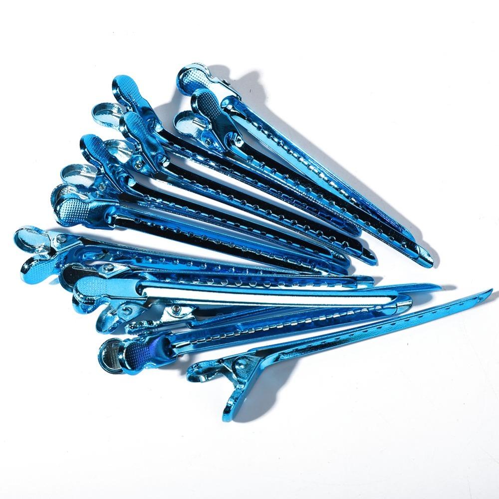 12PCS Purple Blue Duckbilled Hair Clips Stainless Steel Hair Styling Clips For Women
