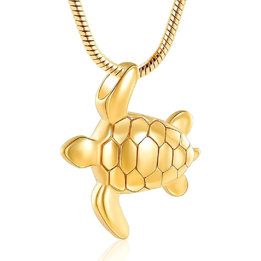 shajwo Sea Turtle Cremation Urn Necklaces for Ashes Stainless Steel Animal Urn Keepsake Jewelry Pendants for Men Women