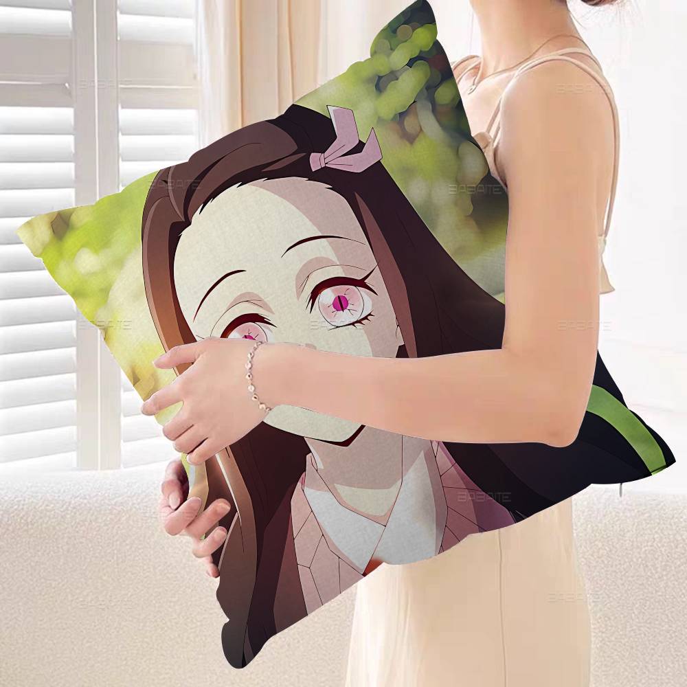 Cartoon Character Kamado Nezuko Cushion Cover Polyester Sofa Cushions Decorative Throw Pillows Home Decoration Pillowcover