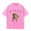 2026 Vintage Washed Black Cute Labrador Puppy My Pet Letter Graphic T Shirt Animal Print Oversized Casual Short Sleeve Tee