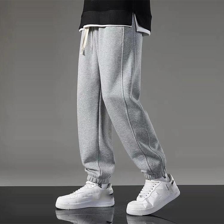 Men's Spring and Autumn Four Seasons Models Lace-up Loose Solid Colour Casual Sweatpants Durable Simple Leggings