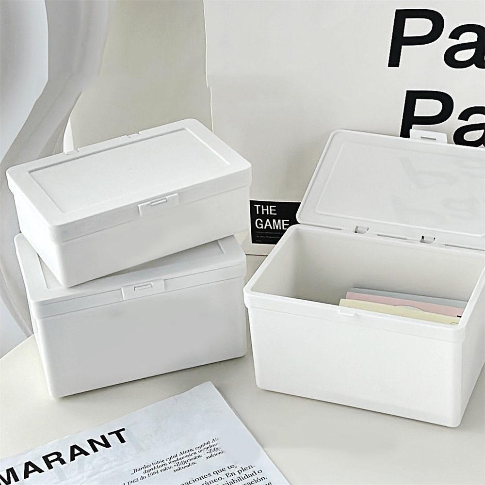 Cutie de depozitare albă rezistentă la praf, stivuibilă, organizator pentru diverse cu capac, cutie de depozitare pentru papetărie, suport pentru organizare acasă