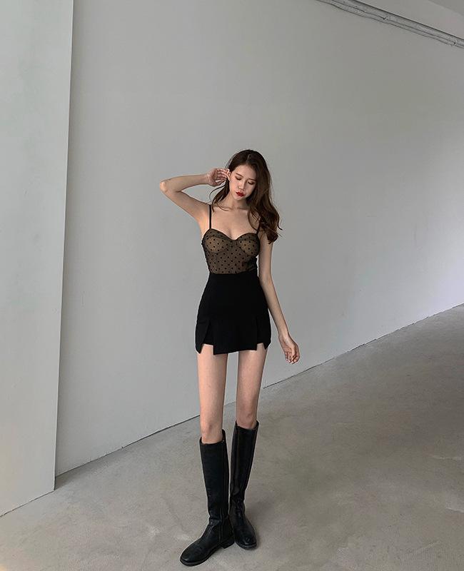 Women's High-Waist Slimming A-Line Skirt Pants with Slit – Plus Sizes Available