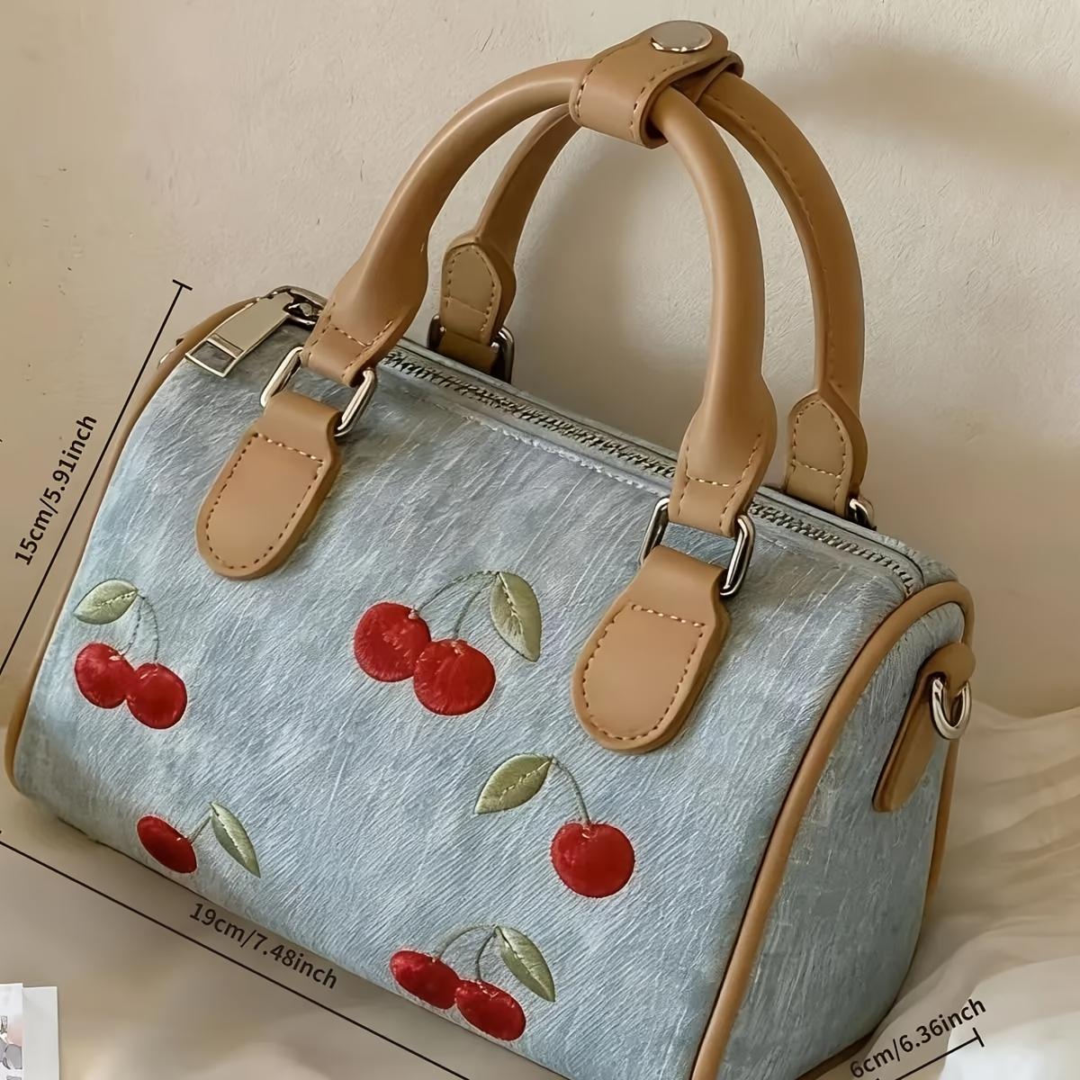 New versatile work/commuter shoulder/crossbody bag, fresh blue cherry Boston handbag.