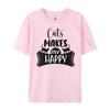 Cats Makes Me Happy Pink Graphic Tees Unisexs T Shirt Unisexs Tshirts Adult Unisexs T Shirt Plus Size Figures
