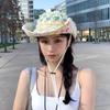 American Colorful Breasted Women's Summer Versatile Big Hat Showing Face Small Hiking Hat Big Face Slim Hat Trendy Fisherman's Hat